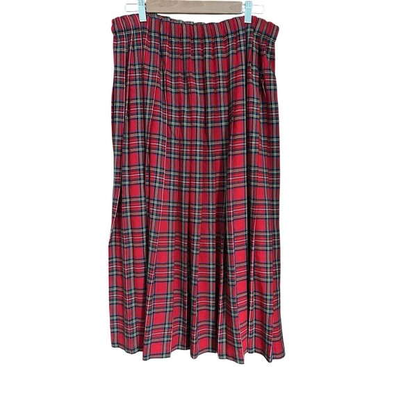 Maria Christina Vintage Wool Blend Red Plaid Preppy Pleated Academic medium - Picture 1 of 5